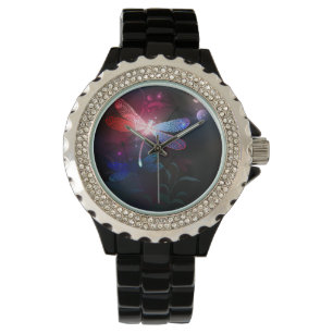 Montre Libellule rouge lumineuse