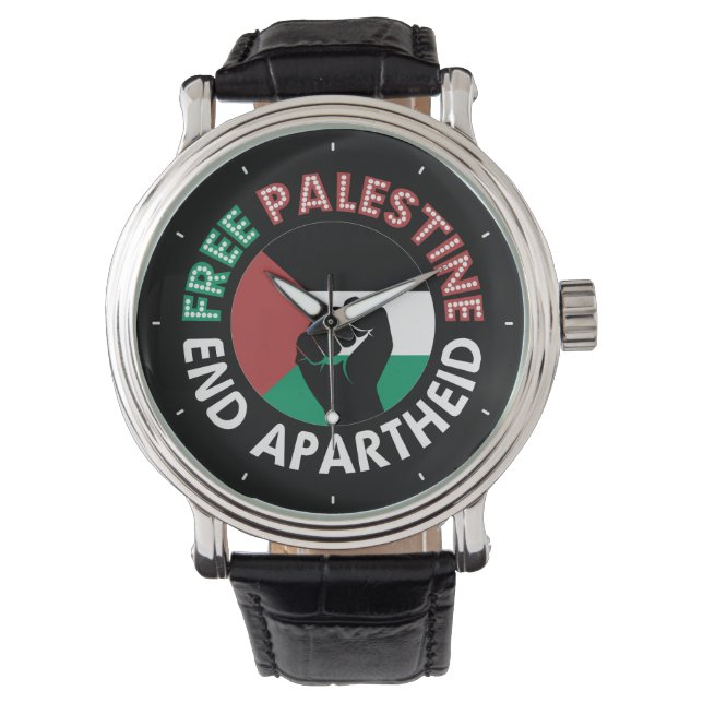 Montre Libérez la Palestine mettre fin à l'apartheid Drap (devant)
