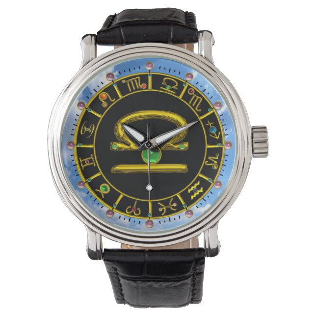 Montre LIBRA GOLD ZODIAC JEWEL D'ANNIVERSAIRE, Astrologie (devant)