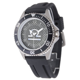 Montre Libra Zodiac Sign on Black Carbon Dial