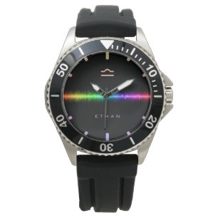 Montre Libra Zodiac Sign Rainbow Pride Nom de la ligne d'