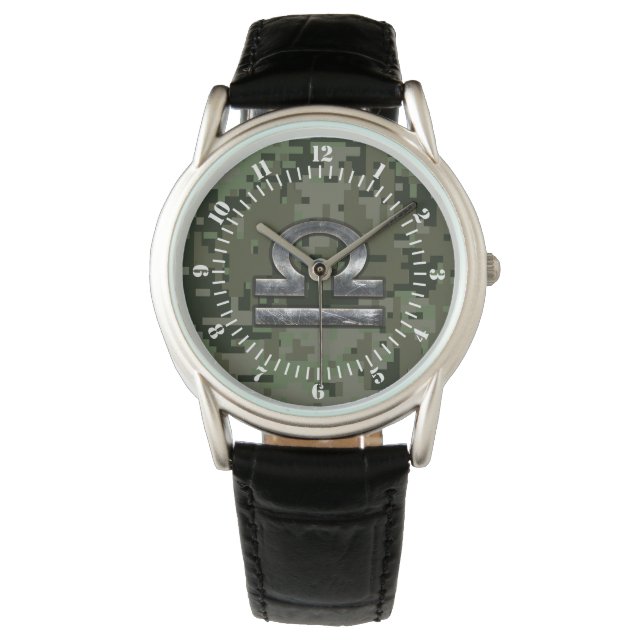 Montre Libra Zodiac Sign Woodland Camouflage Dial (devant)