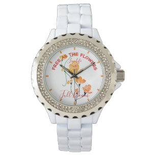 Montre Libre comme les fleurs Feuilles de Ginkgo jaune or