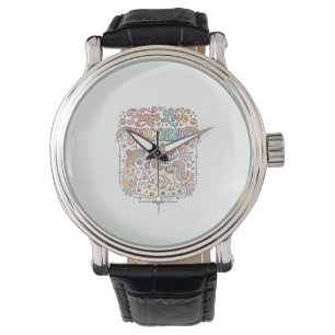 Montre Licorne Paix Amour Licornes Conception de vecteur