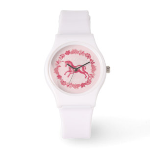 Montre Licorne rose et fleurs