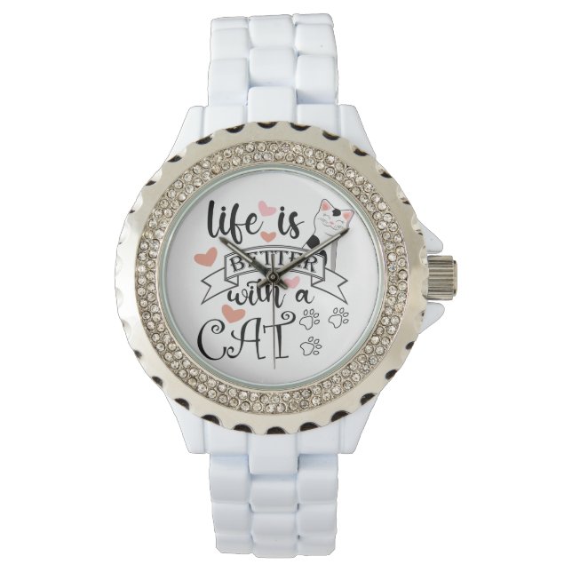 Montre Life is Better With a Cat quote slogan (devant)