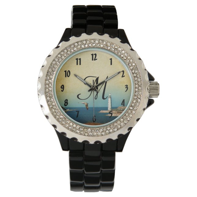 Montre Lighthouse Beach Scene Wrist Watch (devant)