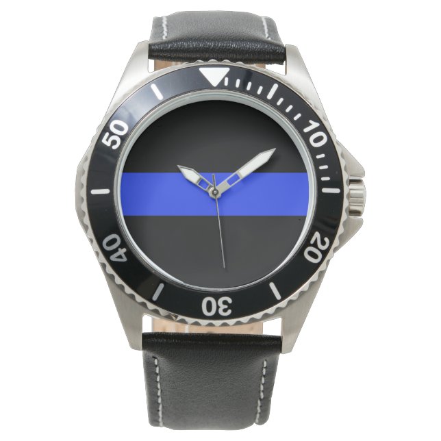 Montre Ligne bleue Black Leather Watch (devant)