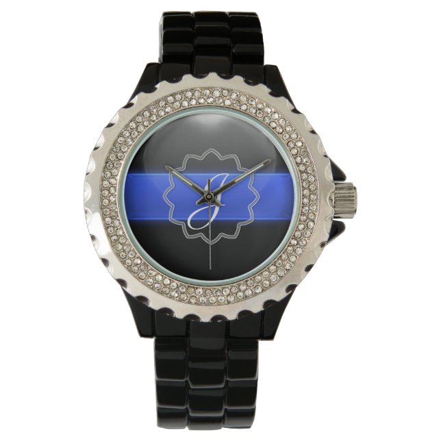 Montre Ligne Bleue Mince - Monogramme (devant)