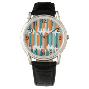Montre Lignes décalées - Turquoise et orange