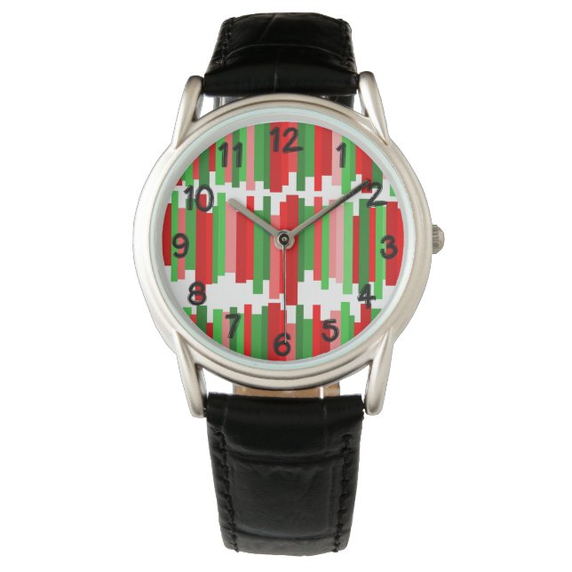 Montre Lignes découpées - Rouge et vert (devant)