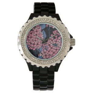 Montre Lilac rose sur bleu foncé