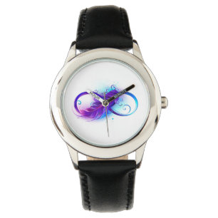 Montre L'infini avec plume violette