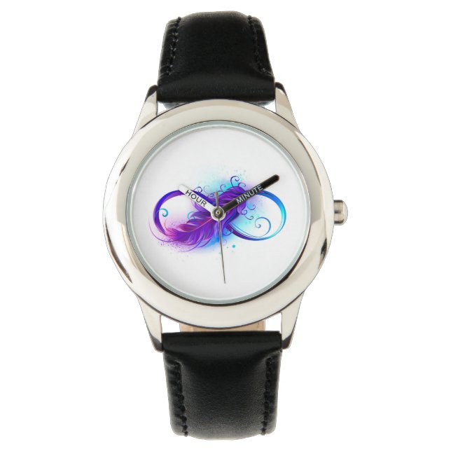 Montre L'infini avec plume violette (devant)