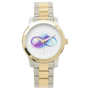 Montre L'infini avec plume violette