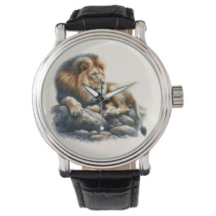Montre Lion africain Regal reposant sur un rocher - Aquar