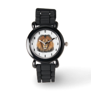 Montre lion aquarelle Leo roi safari animal jungle chat