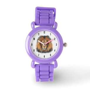 Montre lion aquarelle Leo roi safari animal jungle chat