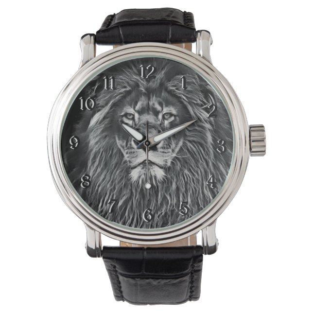 Montre Lion gris majestueux (devant)