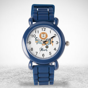 Montre Lion mignon sur l'avion de charme Personnalisé