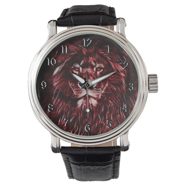 Montre Lion rouge majestueux (devant)
