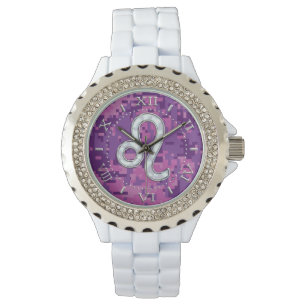 Montre Lion se connectent le cadran fuchsia rose de