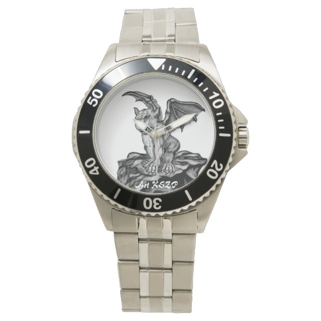 Montre Little Golem Gargoyle, design noir et blanc (devant)