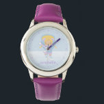 Montre Little Ice Skater {violet}<br><div class="desc">Cette adorable montre présente une adorable illustration vectorielle d'une petite fille de patinage sur glace peut être personnalisée avec le nom de votre petite fille,  monogramme,  initial,  ou tout texte de votre choix pour un cadeau personnalisé parfait.</div>