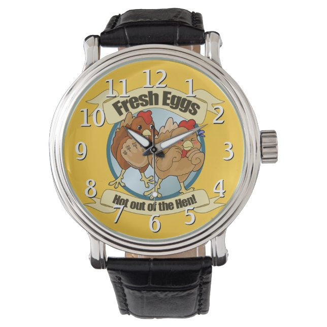 Montre Logo amusant poulets et oeufs frais (devant)