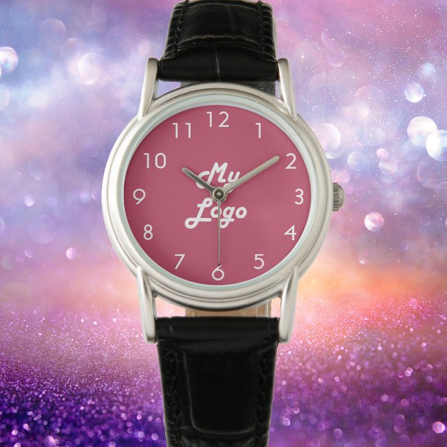 Montre Logo de l'entreprise rose magenta (Créateur téléchargé)