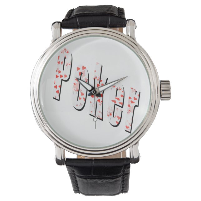 Montre Logo De Poker Fabriqué Avec Coeurs, (devant)