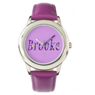 Montre Logo du nom de floral pourpre Brooke,