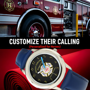 Montre Logo du service d'incendie Badge bleu et blanc