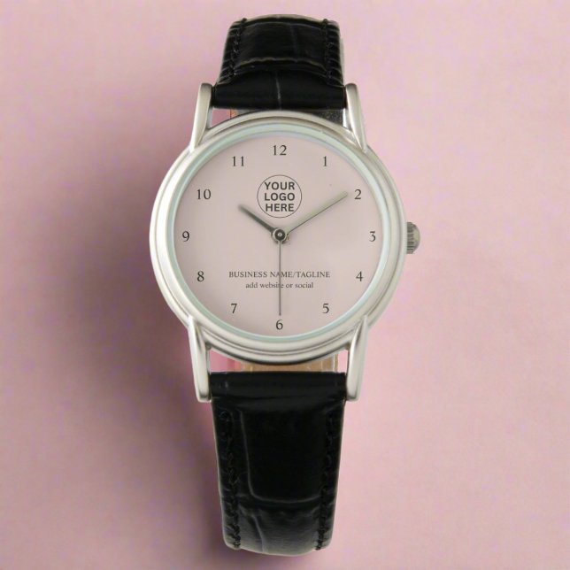 Montre Logo et texte promotionnels Blush Pink Business (Créateur téléchargé)