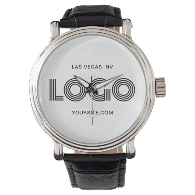 Montre Logo rectangulaire moderne blanc et noir (devant)