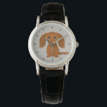 Montre Long Haired Dachshund | Doxie mignon chien de dess<br><div class="desc">Cette montre à poignet pour chien épluché originale est disponible dans des styles variés pour les hommes, les femmes et les enfants. Un accessoire de mode cool qui fait un grand cadeau pour les amateurs de Dachshund rouge à cheveux longs. Visitez le Doodle World de Jenn pour de nombreuses montres...</div>