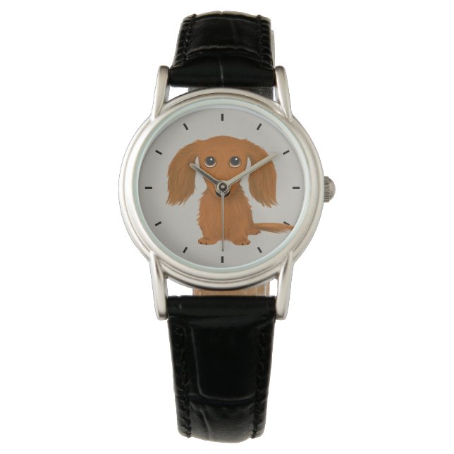 Montre Long Haired Dachshund | Doxie mignon chien de dess (devant)
