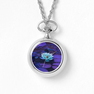 Montre Lotus Fleur violet bleu Turquoise Floral Pond Zen