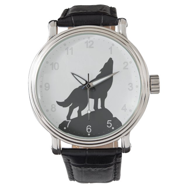 Montre loup silhouette hurler - Choisir la couleur arrièr (devant)