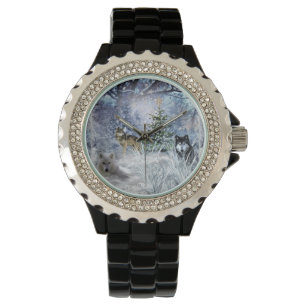 Montre Loups en hiver Wonderland Christmas Tree Watch