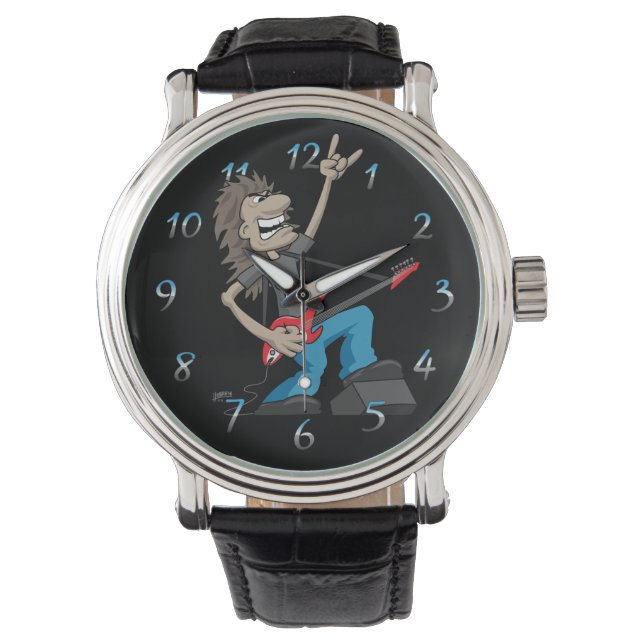 Montre Lourd Metal Rock Guitariste Dessin (devant)