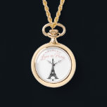 Montre Love in Paris Pocket Watch Necklace<br><div class="desc">Capture the romance of Paris with this elegant “Love in Paris” pocket watch necklace. Featuring a charming Eiffel Tower illustration and delicate heart accents, this design blends vintage style with modern romance. Perfect for everyday wear or as a meaningful gift for someone special who loves Paris, travel, and timeless beauty....</div>