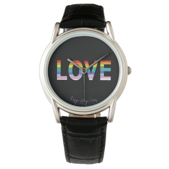 Montre LOVE Rainbow LGBTQIA, lettre Gay pride Cool (devant)