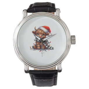 Montre Lumières de Noël Highland Cow Vintage Cute Highlan
