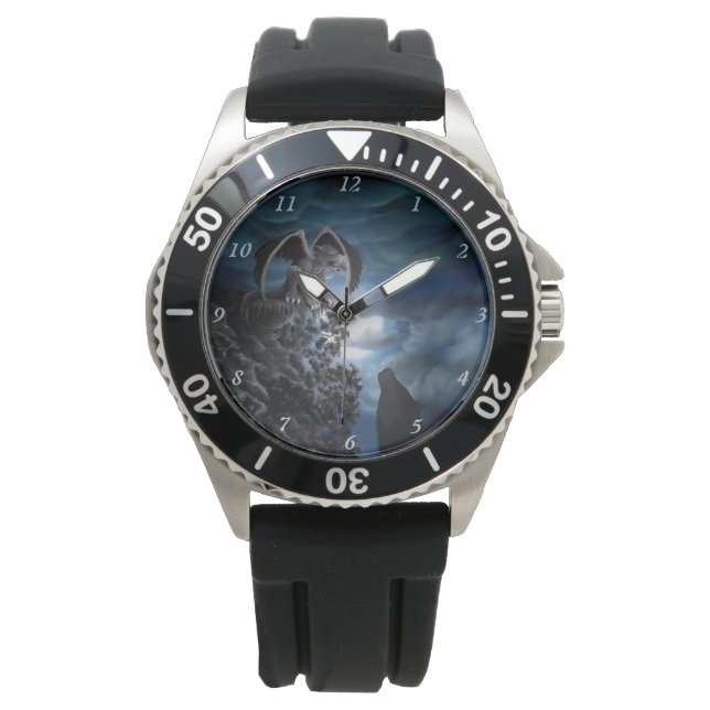 Montre Lune de loup - Loup avec Golem (devant)