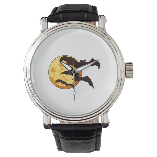 Montre Lune d'Halloween et chauves-souris (devant)