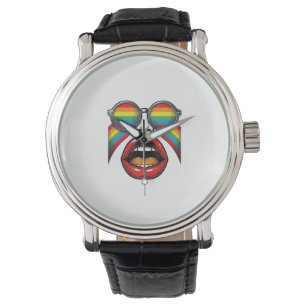 Montre Lunettes de soleil arc-en-ciel rétro lèvres visage