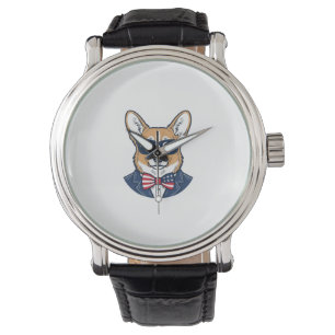 Montre Lunettes de soleil Corgi patriotiques Art vectorie