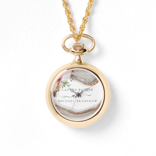 Montre Luxe Marbre Floral Parties scintillant Mariage Cad