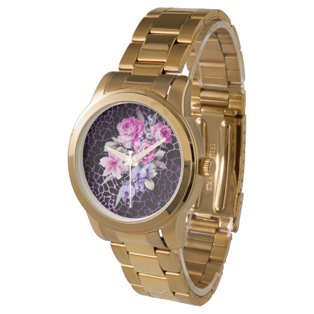 Montre Luxe moderne violet Rose noir Tigar (Incliné)